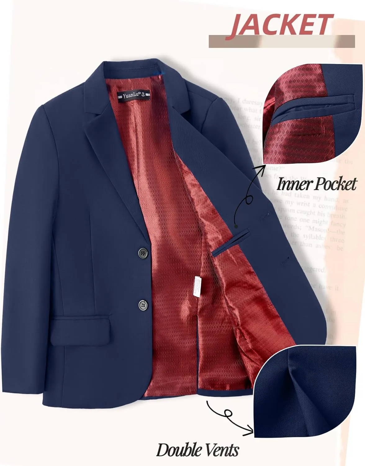 YuanLu Boys Suit Jacket Formal Dress Jacket Slim Fit Sport Coat for Kids