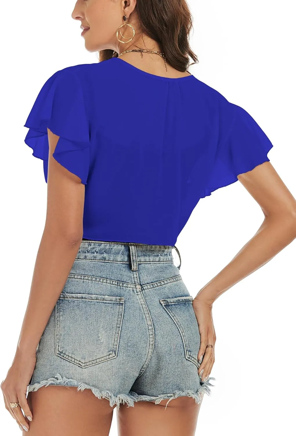 ZAFUL Women's Chiffon Cropped Bolero Sheer Shrugs for Dress Short Sleeve Tie Front Cardigan