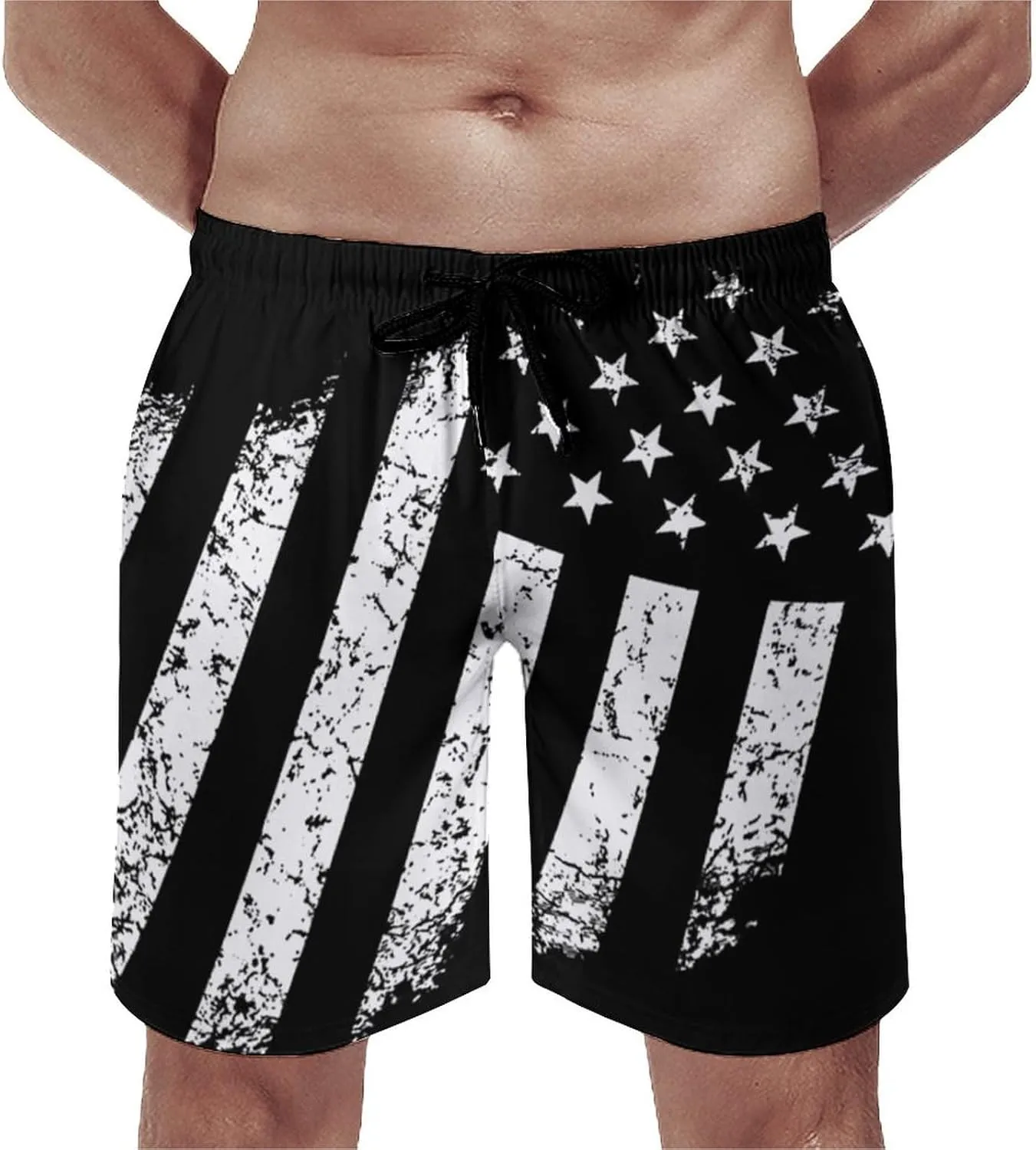 Zakqeik American-Flag Summer Mens Swimtrunks Workout Shorts Running Pants with Pockets