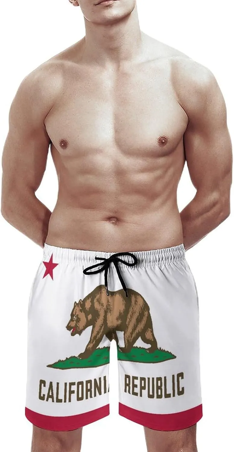 Zakqeik American-Flag Summer Mens Swimtrunks Workout Shorts Running Pants with Pockets