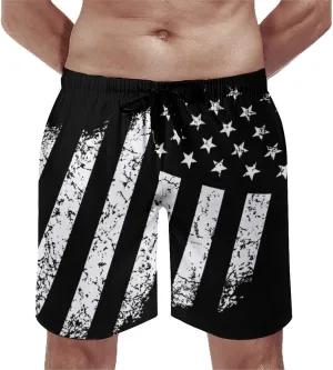 Zakqeik American-Flag Summer Mens Swimtrunks Workout Shorts Running Pants with Pockets