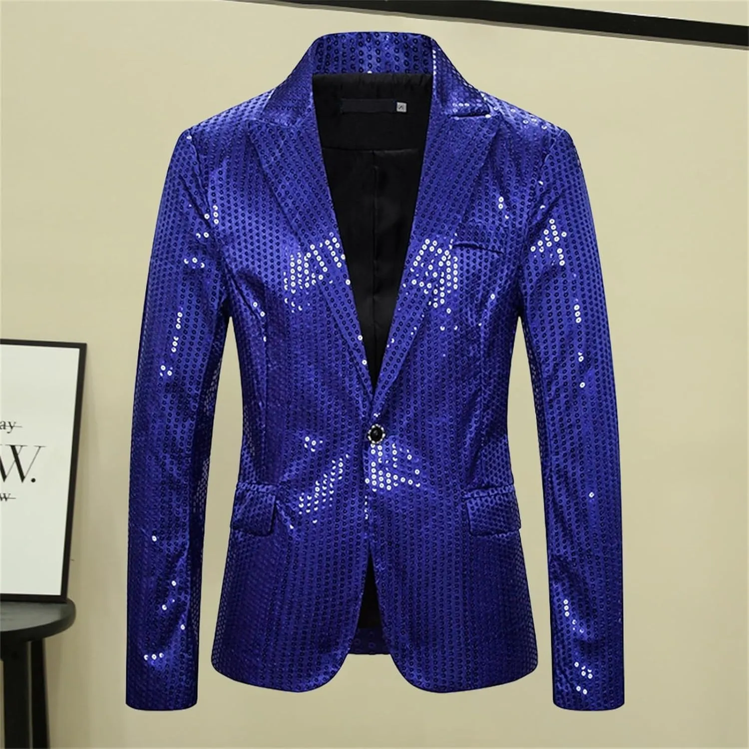 ZYXTIM Sequin Blazer for Men Disco Prom Shiny Jacket Party Prom Wedding Party Tuxedo Slim Fit Fashion Sport Coat with Pockets