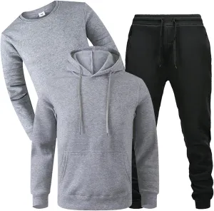 ZYXTIM Sweatsuits for Men 3 Piece Heavyweight Fashion Hoodies, Long Sleeve Basic Tops and Jogger Sweatpants Outfits Tracksuit